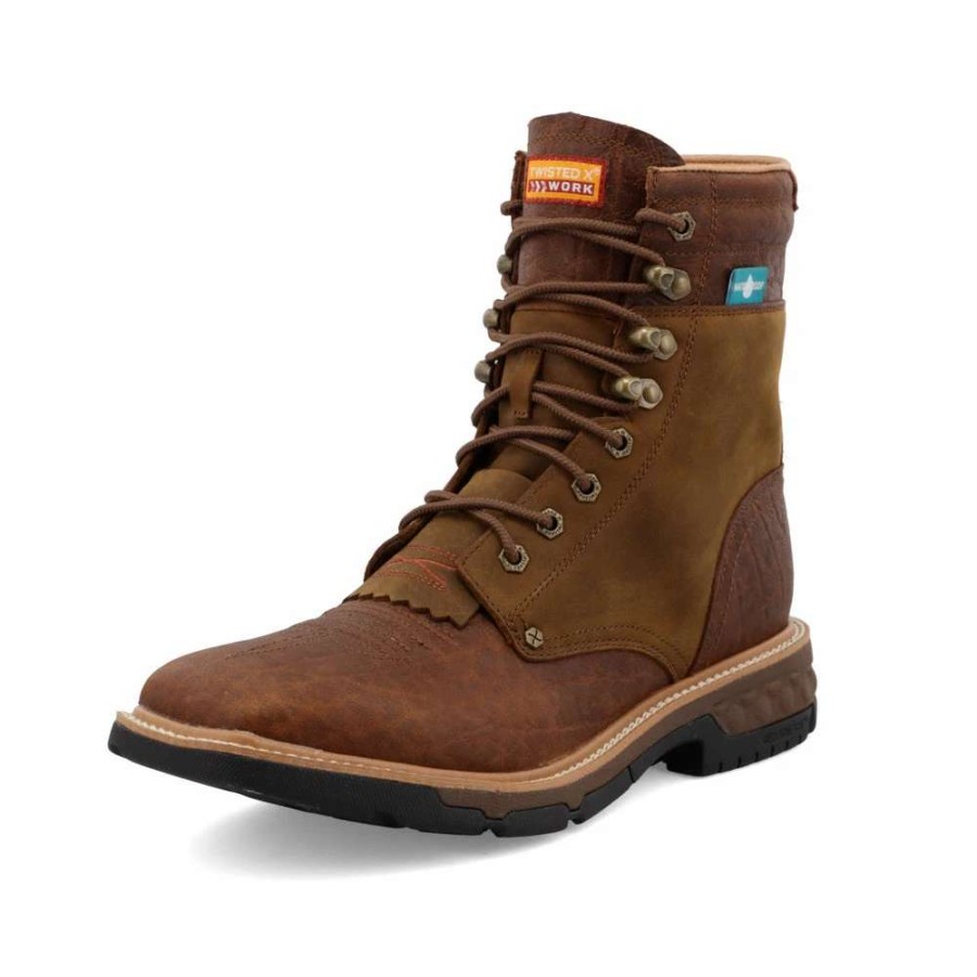 Footwear * | Twisted X Men'S Waterproof Cellstretch Lacer Work Boot Molasses