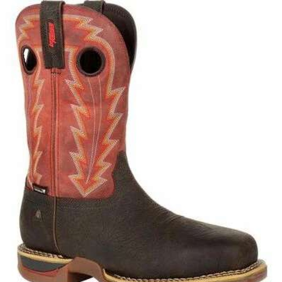 Footwear * | Rocky Men'S Long Range Composite Toe Waterproof Western Work Boot Brown And Red