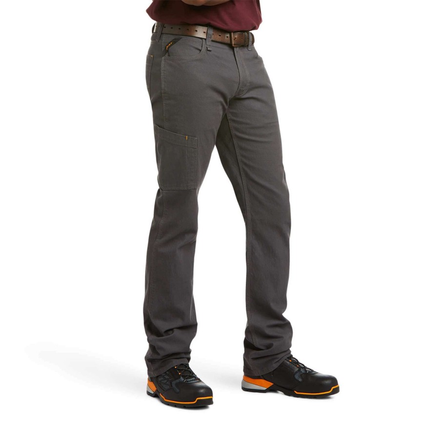 Men * | Ariat Rebar M4 Relaxed Durastretch Made Tough Stackable Straight Leg Pant Rebar Gray