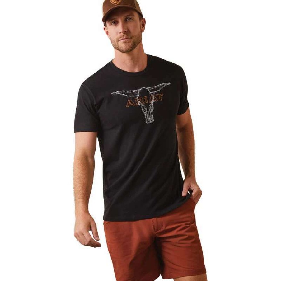 Men * | Ariat Barbed Wire Steer T-Shirt Black