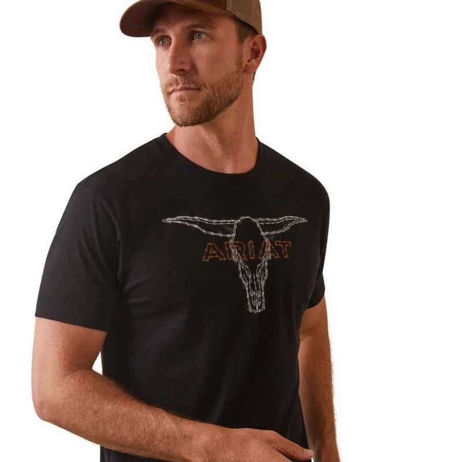 Men * | Ariat Barbed Wire Steer T-Shirt Black