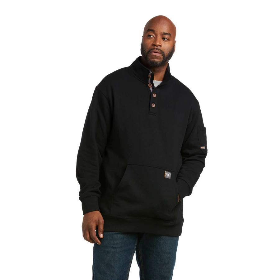 Men * | Ariat Rebar Overtime Fleece Sweater Black