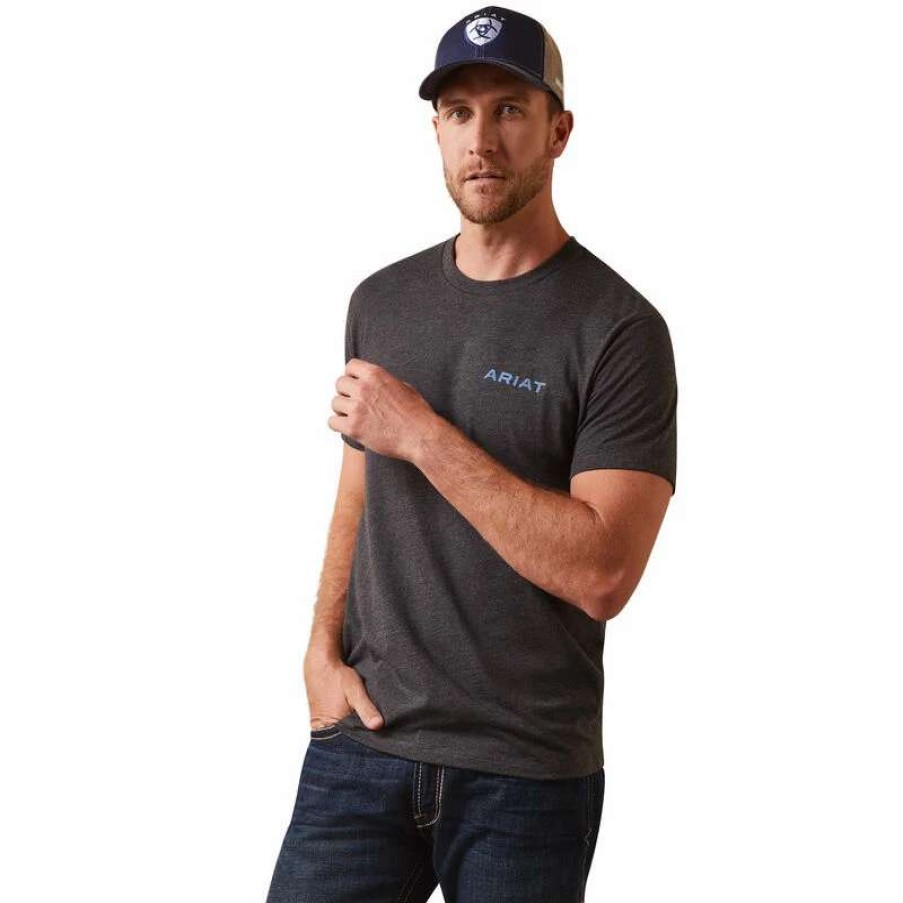 Men * | Ariat Logoscape T-Shirt Charcoal Heather