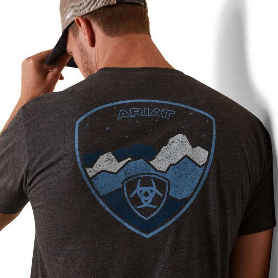 Men * | Ariat Logoscape T-Shirt Charcoal Heather