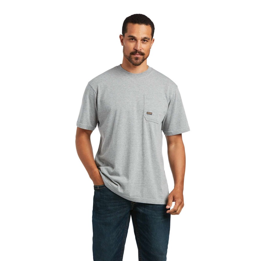 Men * | Ariat Rebar Cottonstrong Mexican Pride T-Shirt Heather Gray