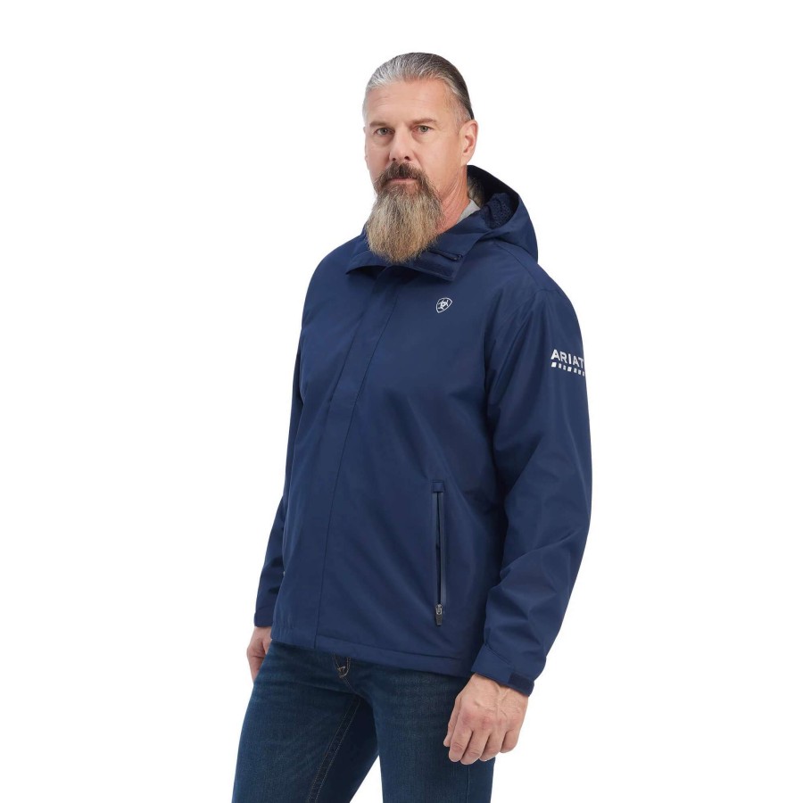 Men * | Ariat Rebar Stormshell Waterproof Jacket Navy