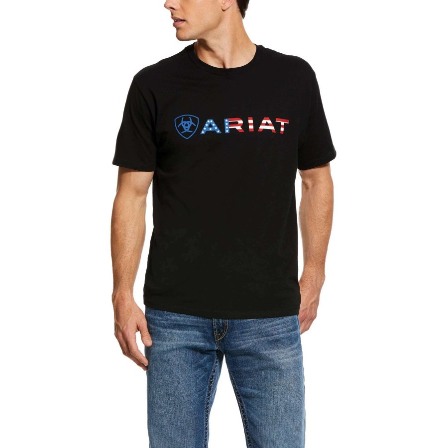 Men * | Ariat Usa Wordmark Graphic T-Shirt Black