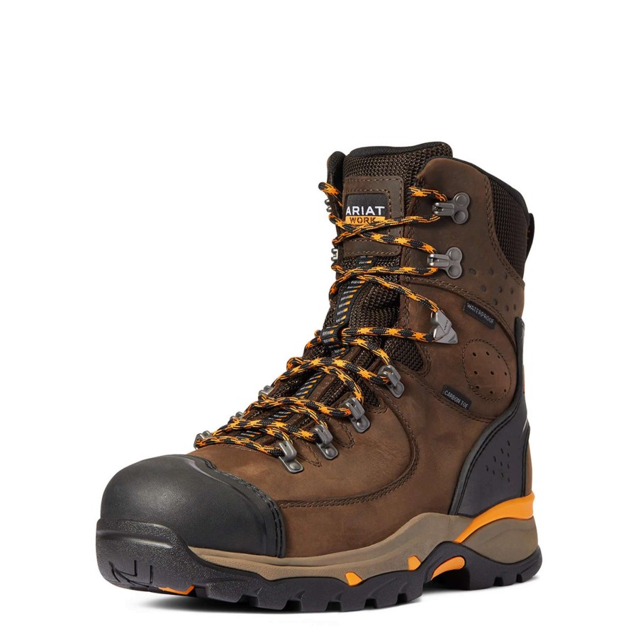 Footwear * | Ariat Endeavor 8 Waterproof Carbon Toe Work Boot Chocolate Brown