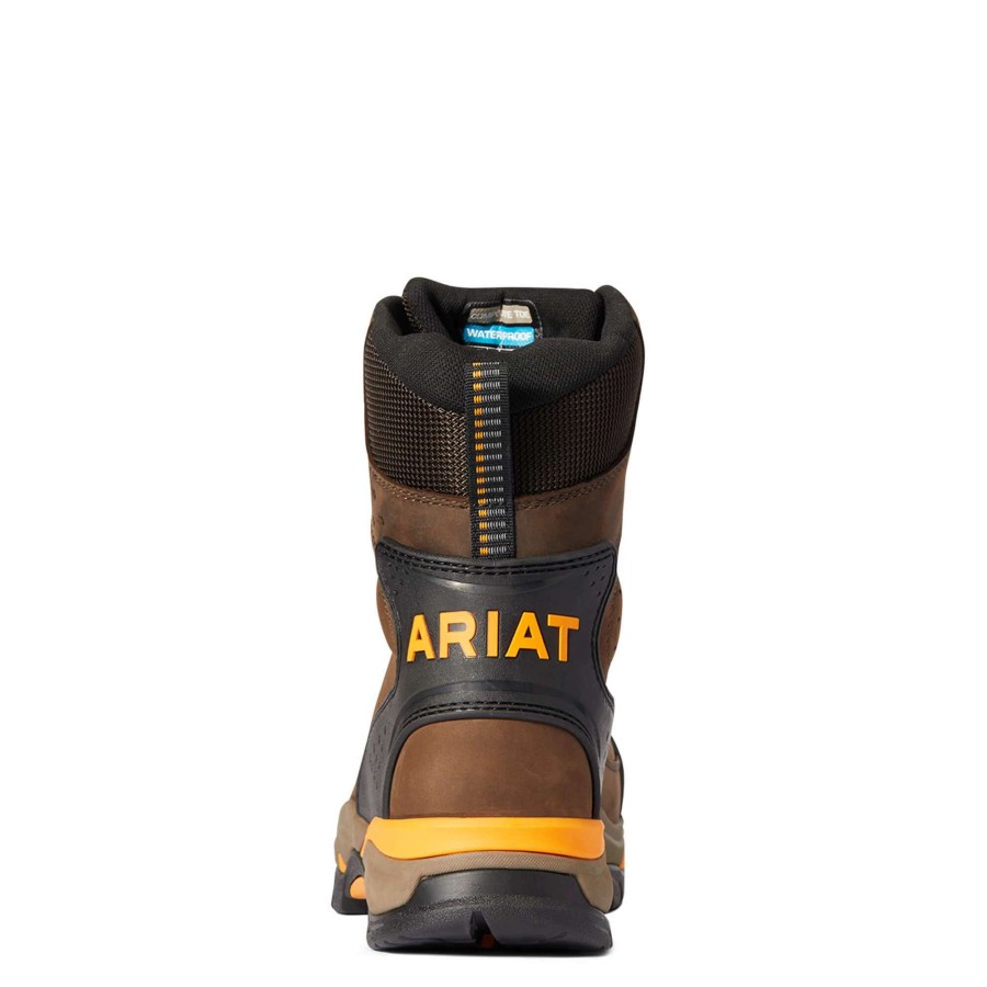 Footwear * | Ariat Endeavor 8 Waterproof Carbon Toe Work Boot Chocolate Brown