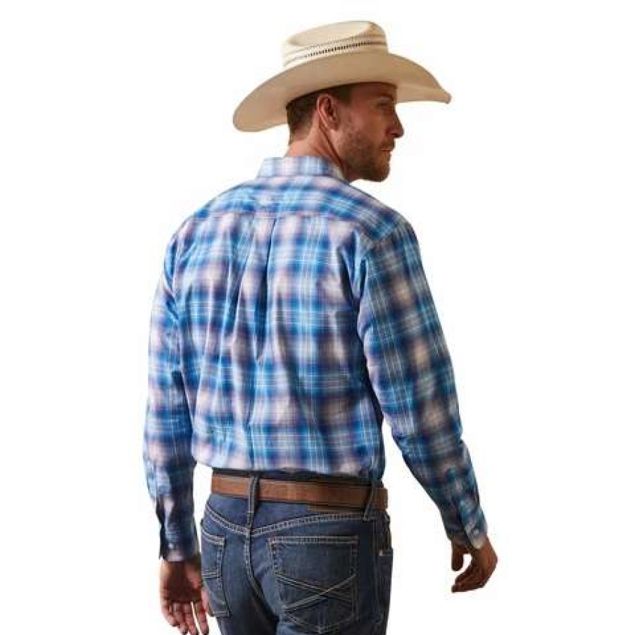 Men * | Ariat Pro Lukas Classic Long-Sleeve Shirt Light Blue