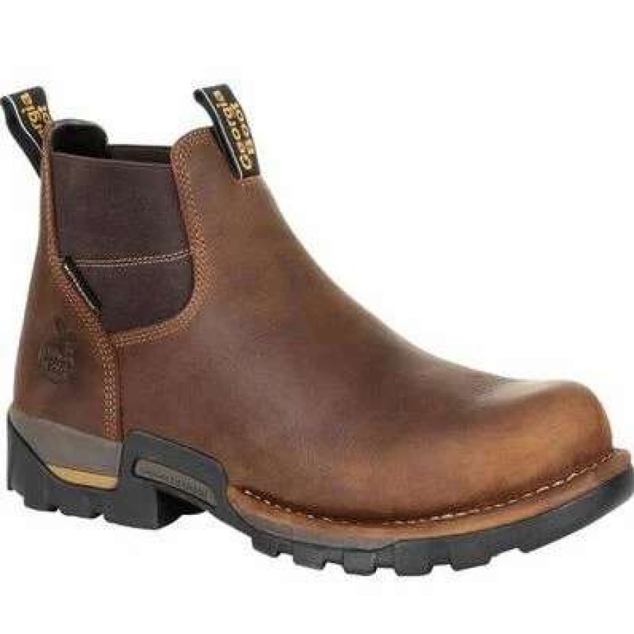 Footwear * | Men'S Georgia Boot Eagle One Waterproof Chelsea Work Boot Brown