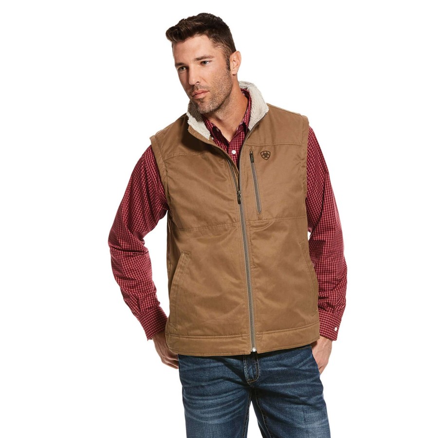 Men * | Ariat Grizzly Canvas Vest Cub