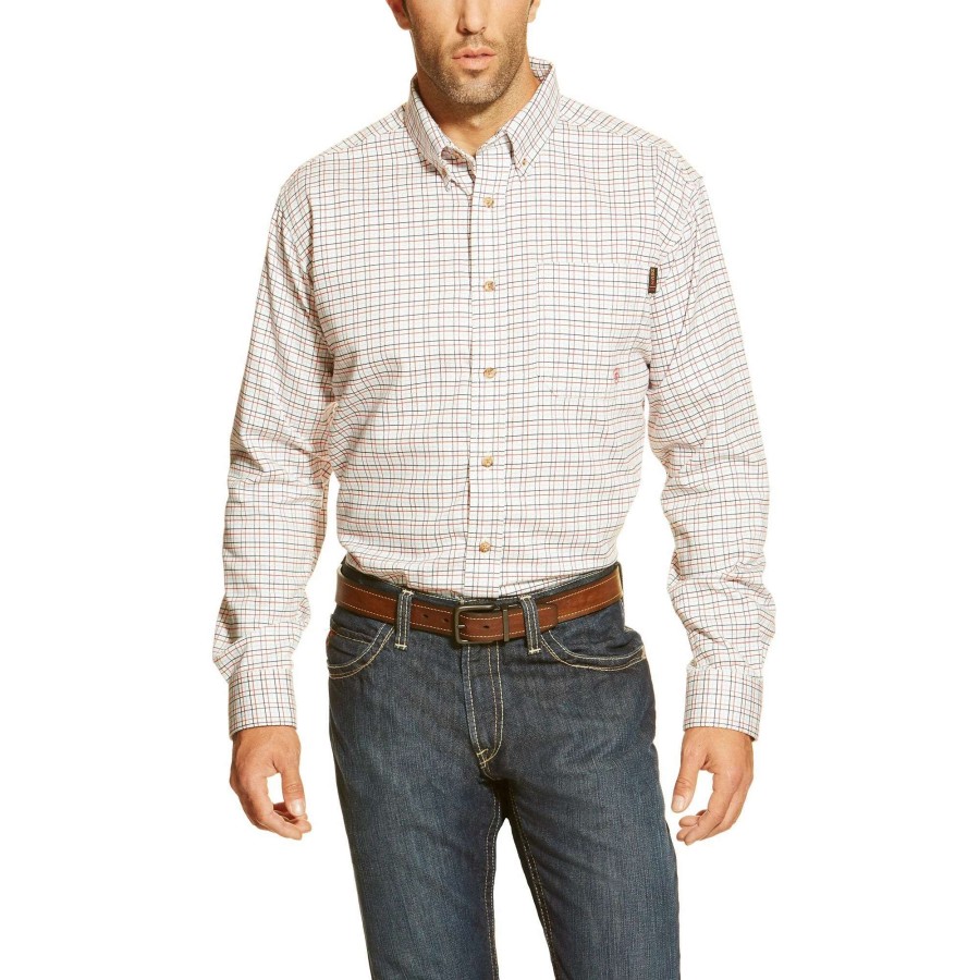 Men * | Ariat Fr Gauge Work Shirt White Multi