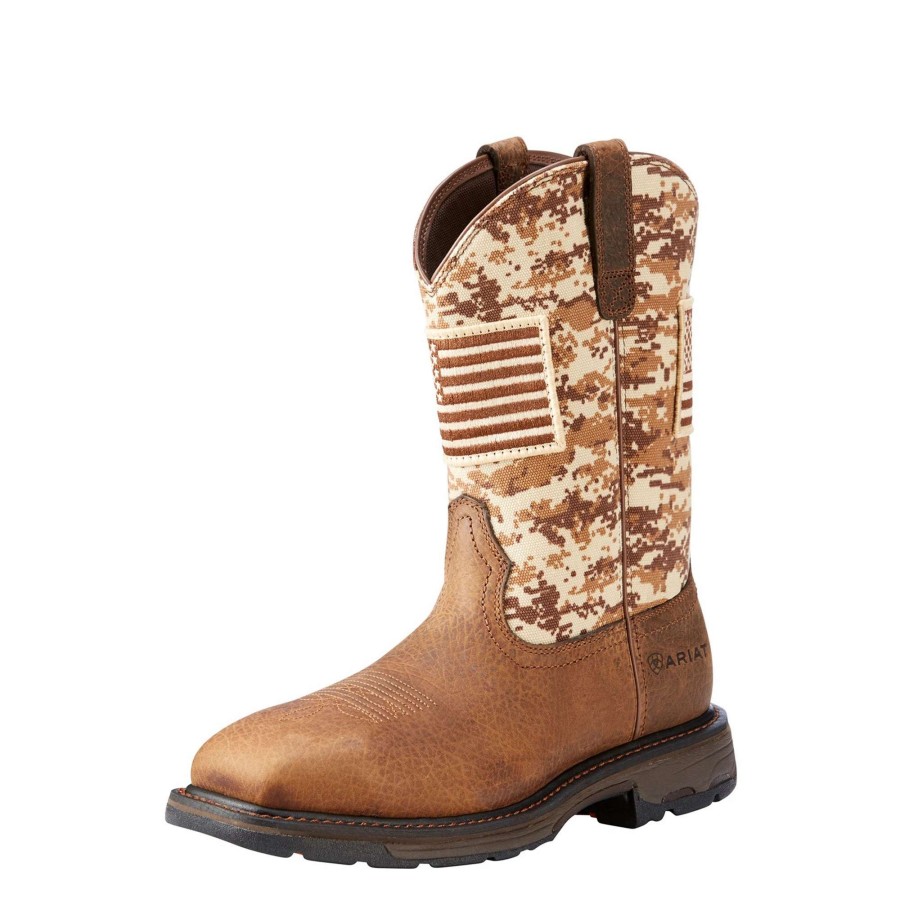 Footwear * | Ariat Workhog Patriot Work Boot Earth