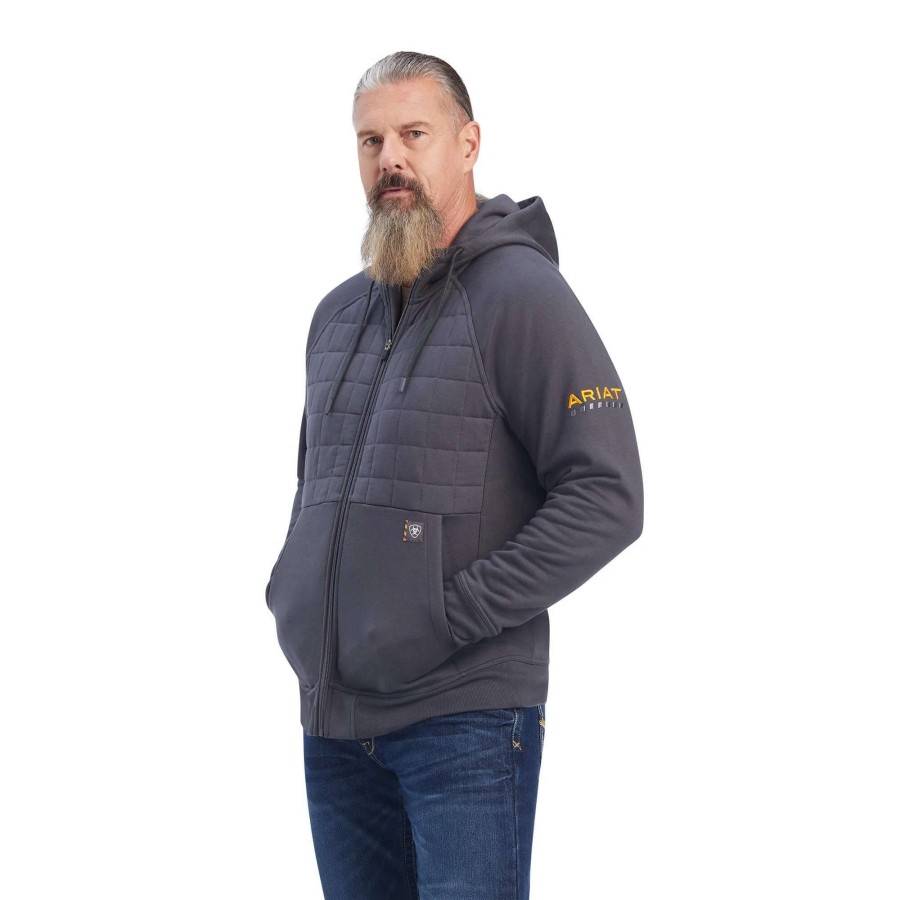 Men * | Ariat Rebar Regulator Full Zip Hooded Jacket