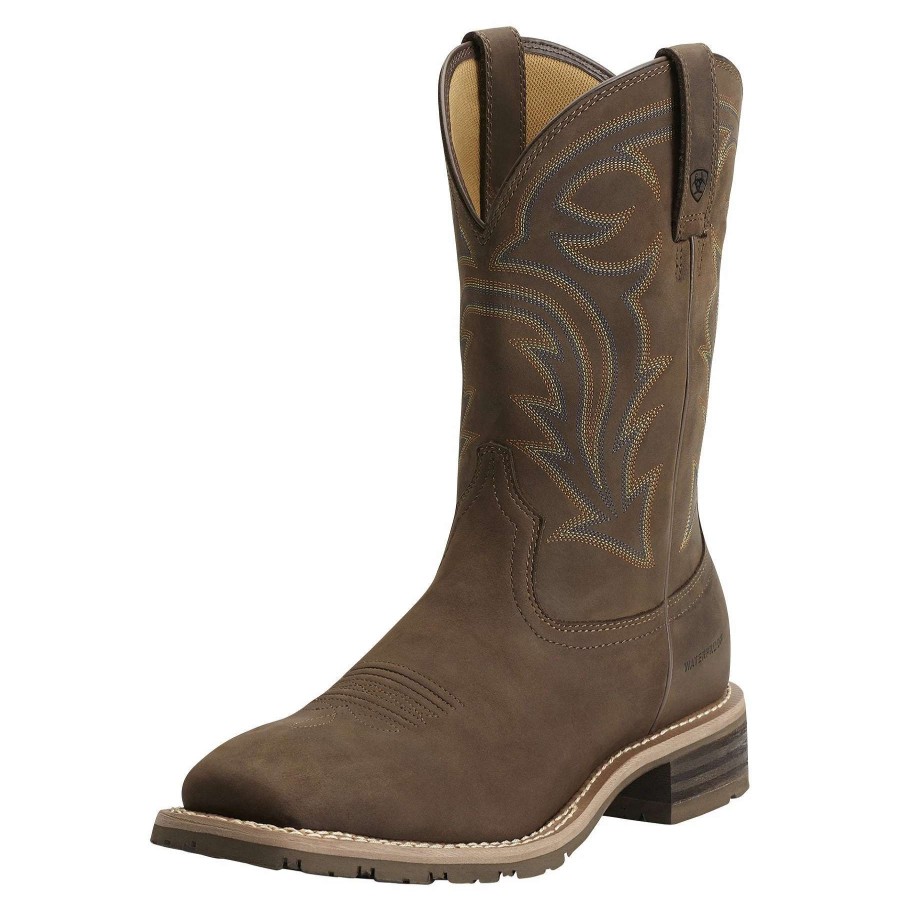 Footwear * | Ariat Hybrid Rancher Waterproof Western Boot Oily Distressed Brown