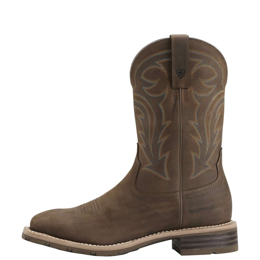 Footwear * | Ariat Hybrid Rancher Waterproof Western Boot Oily Distressed Brown