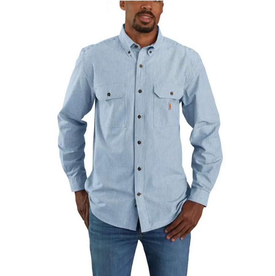 Men * | Carhartt Loose Fit Midweight Chambray Long-Sleeve Shirt 104910