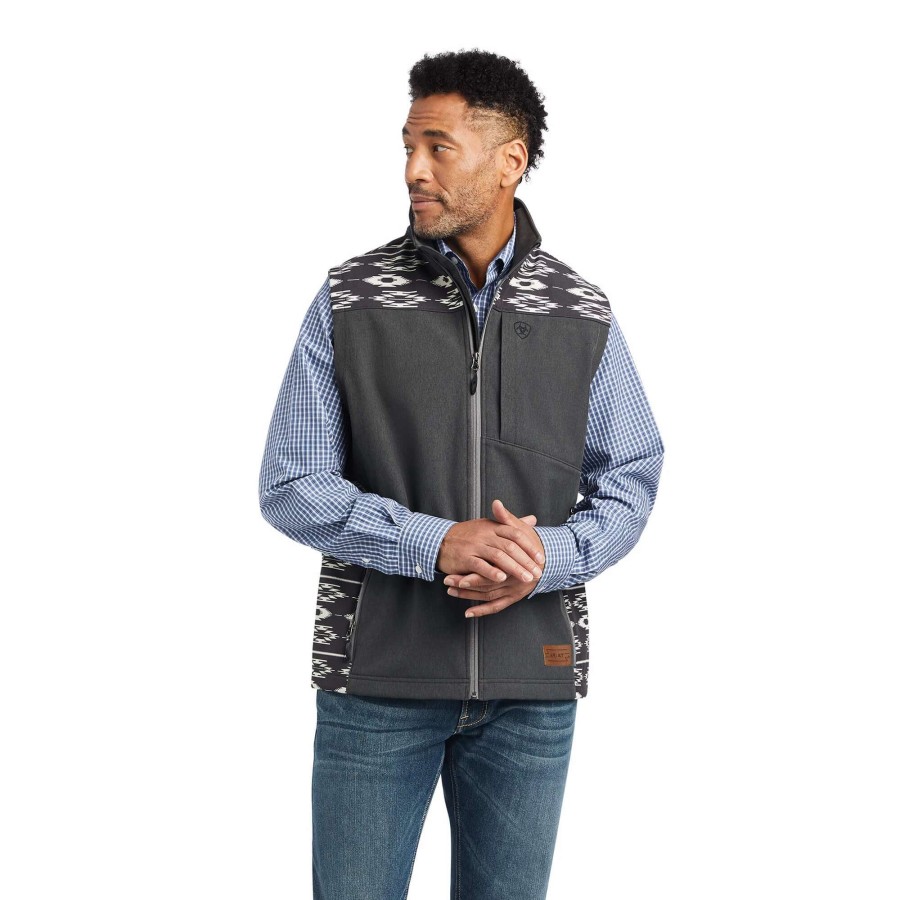 Men * | Ariat Men'S Vernon Chimayo Softshell Vest Charcoal