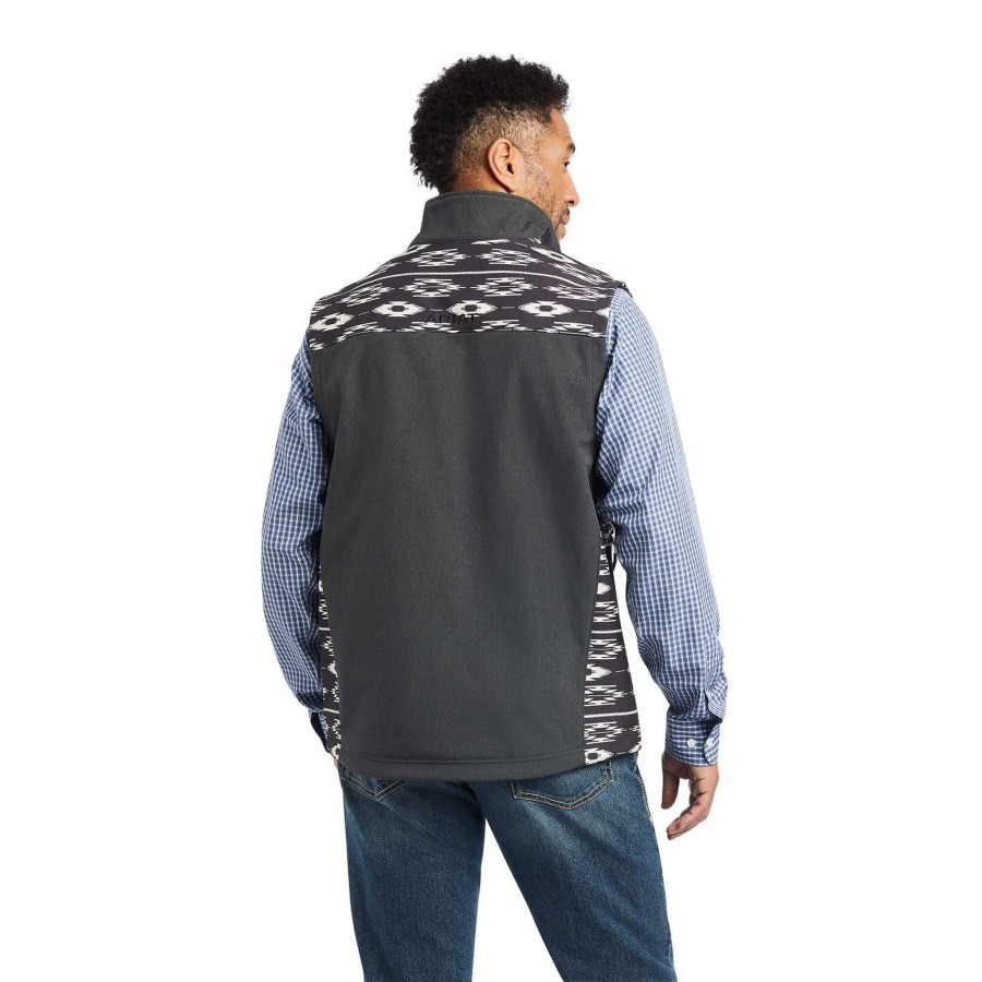 Men * | Ariat Men'S Vernon Chimayo Softshell Vest Charcoal