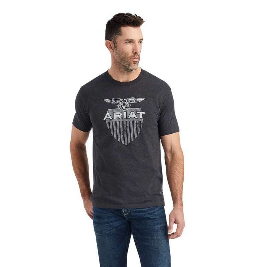 Men * | Ariat Diamond Shield T-Shirt Charcoal Heather