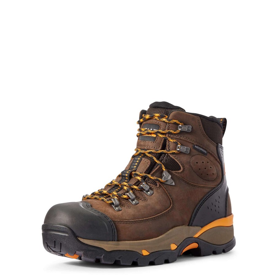 Footwear * | Ariat Endeavor 6 Waterproof Work Boot Chocolate Brown