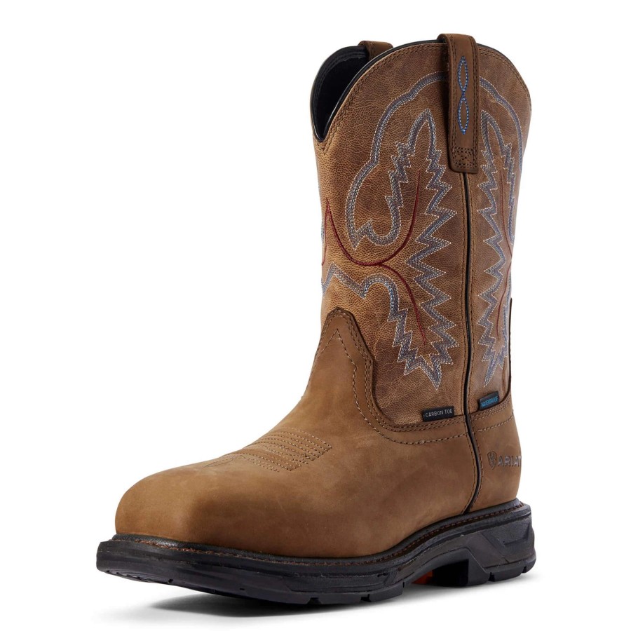 Footwear * | Ariat Workhog Xt Waterproof Carbon Toe Work Boot Distressed Brown