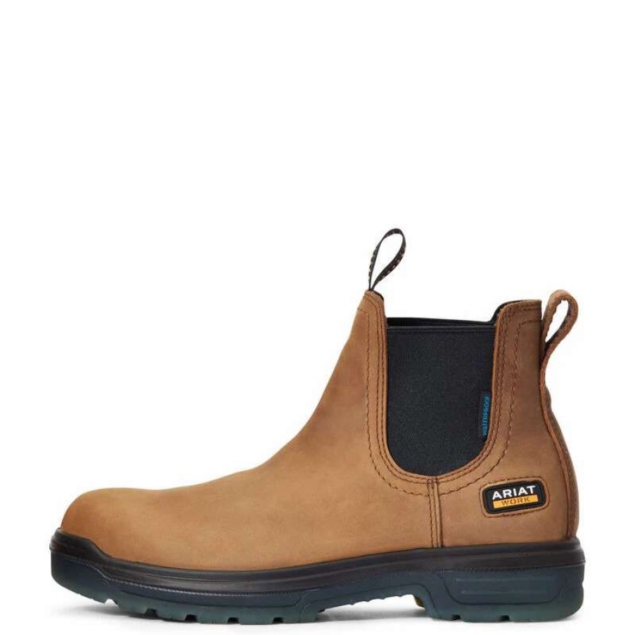 Footwear * | Ariat Men'S Turbo Chelsea Waterproof Work Boot Aged Bark