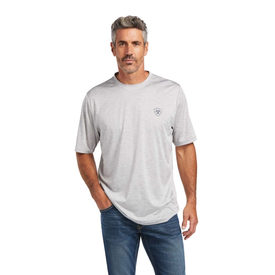 Men * | Ariat Charger Shield T-Shirt Echo Gray