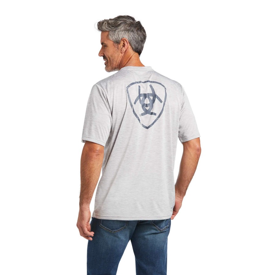 Men * | Ariat Charger Shield T-Shirt Echo Gray