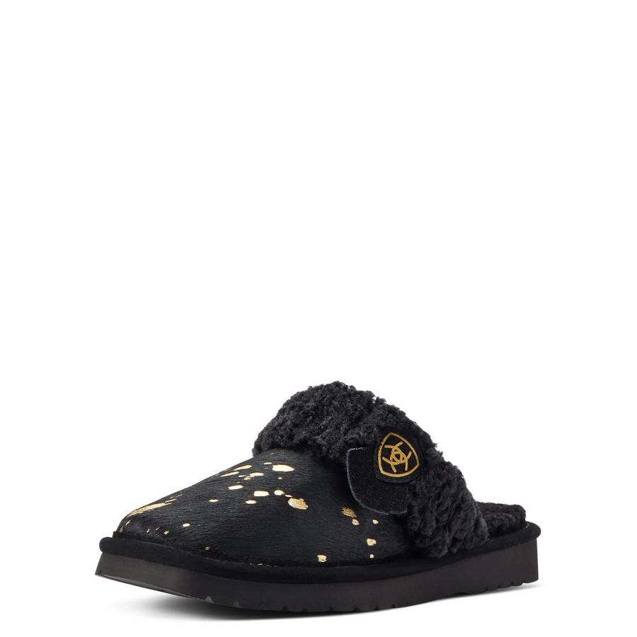 Footwear * | Ariat Jackie Square Toe Exotic Slipper Black Gold