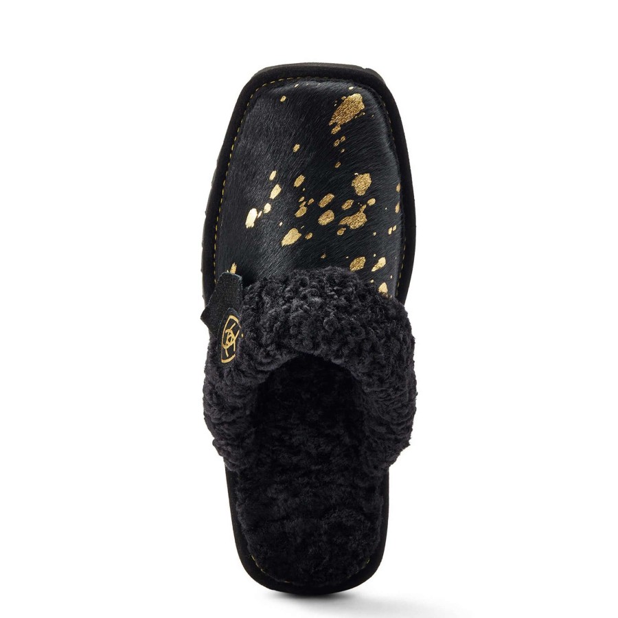 Footwear * | Ariat Jackie Square Toe Exotic Slipper Black Gold