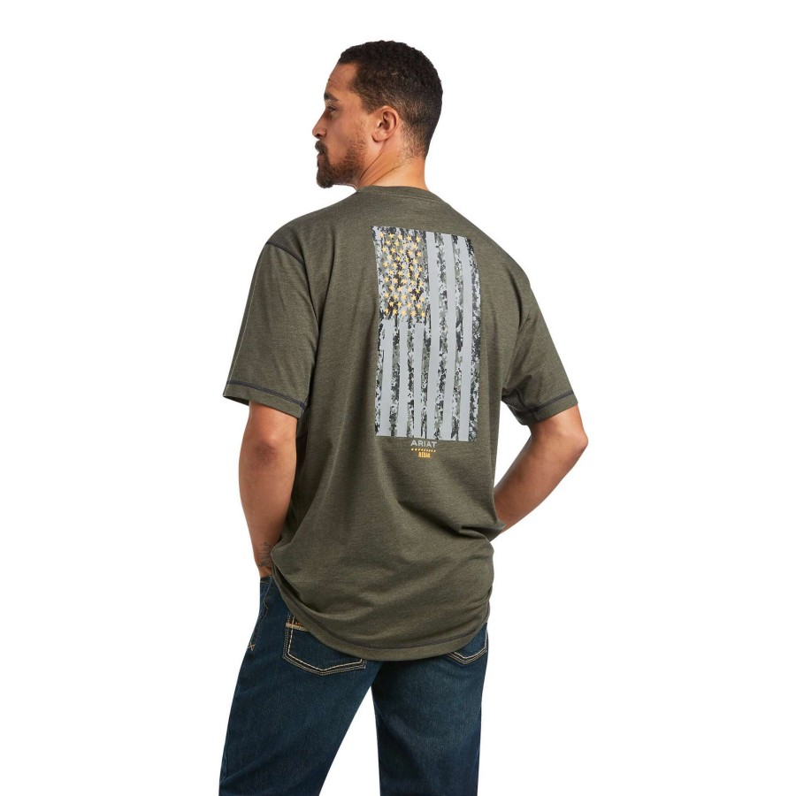 Men * | Ariat Rebar Workman Reflective Flag T-Shirt