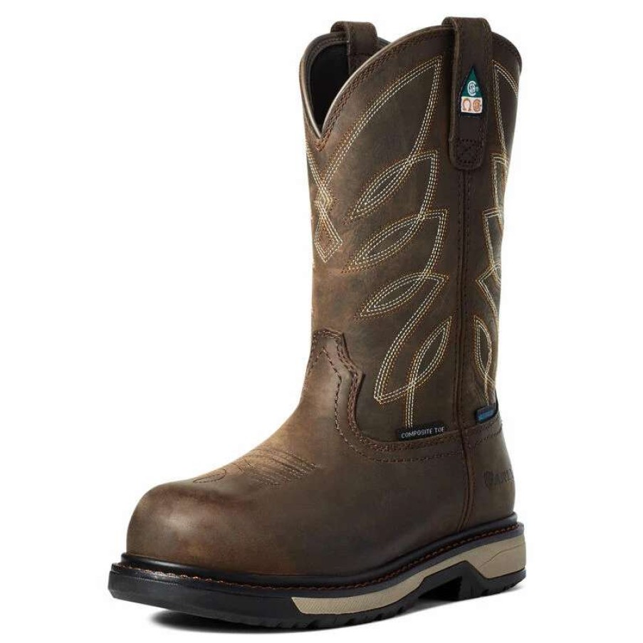 Footwear * | Ariat Women'S Riveter Csa Waterproof Composite Toe Work Boot Dark Brown