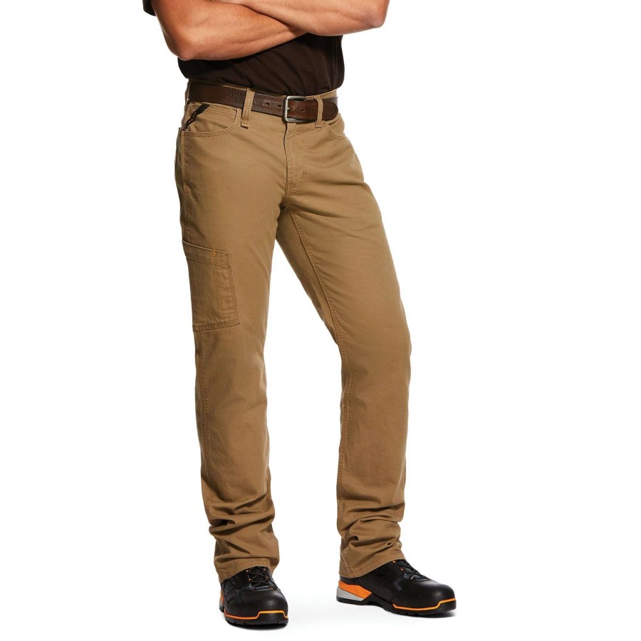 Men * | Ariat Rebar M4 Relaxed Durastretch Made Tough Stackable Straight Leg Pant Field Khaki