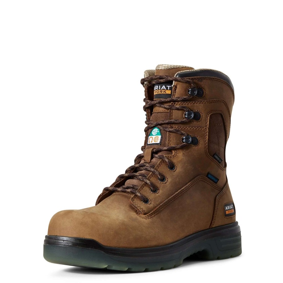 Footwear * | Ariat Turbo 8 Csa Waterproof Carbon Toe Work Boot Aged Bark