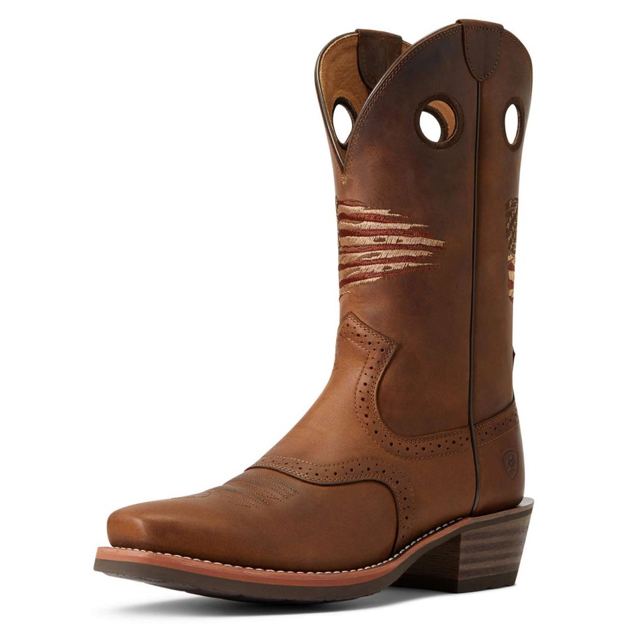 Footwear * | Ariat Roughstock Patriot Western Boot Distressed Brown