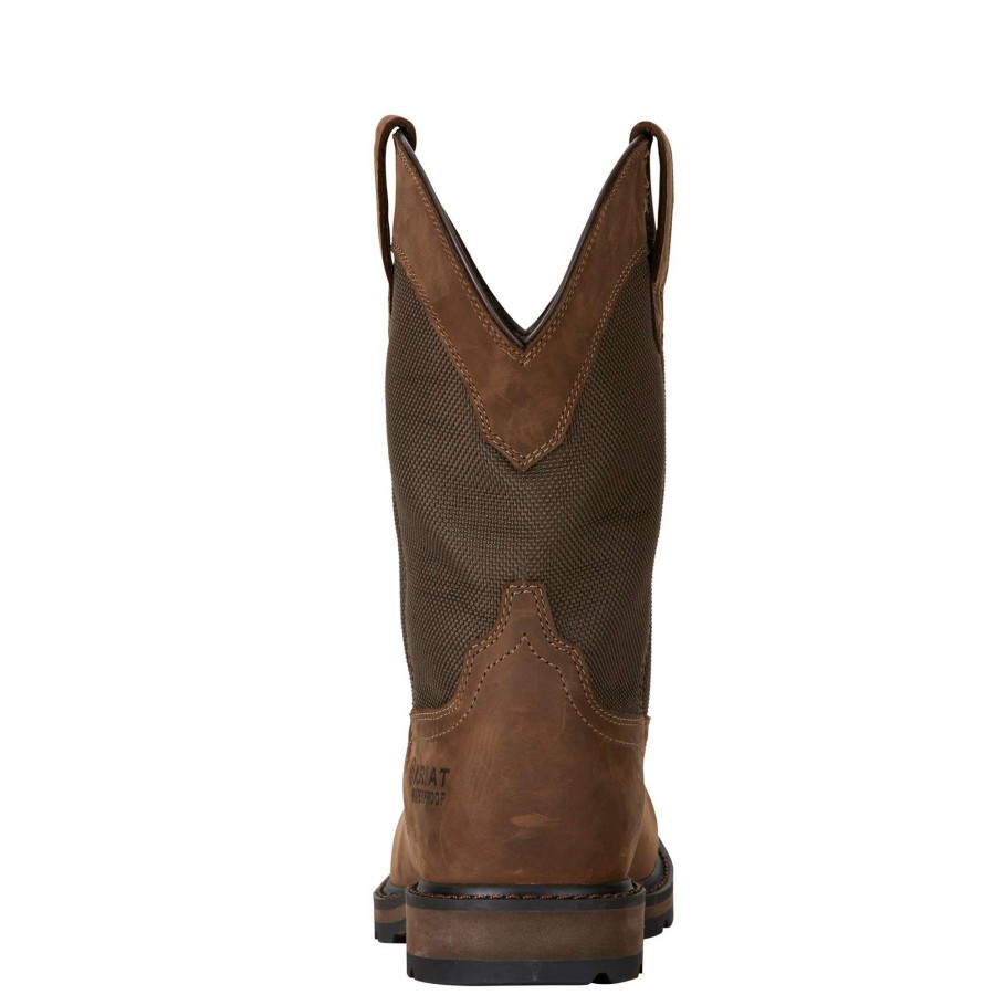 Footwear * | Ariat Groundbreaker Wide Square Toe Waterproof Steel Toe Work Boot Palm Brown