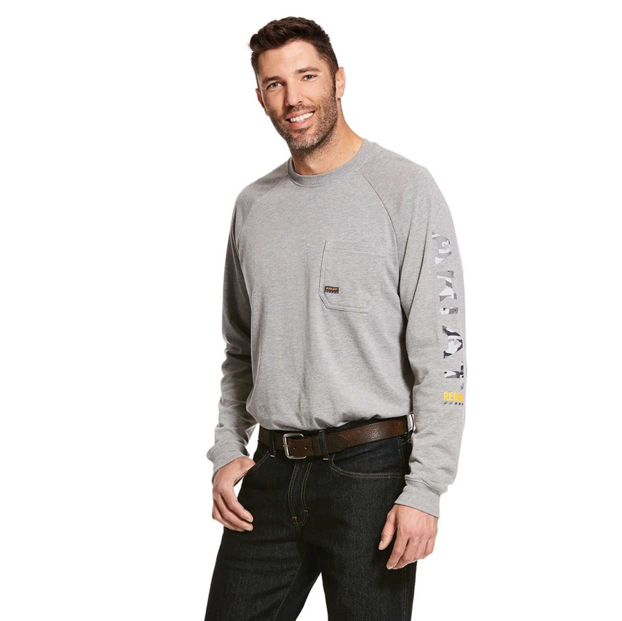 Men * | Ariat Rebar Cotton Strong Graphic Long Sleeved T-Shirt