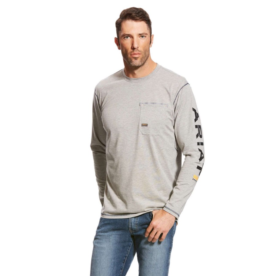 Men * | Ariat Rebar Workman Logo Long Sleeve T-Shirt