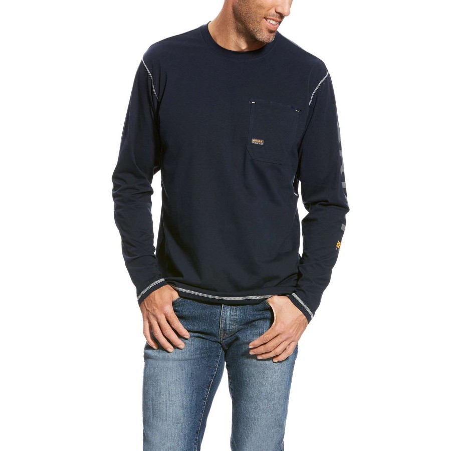 Men * | Ariat Rebar Workman Logo Long Sleeve T-Shirt