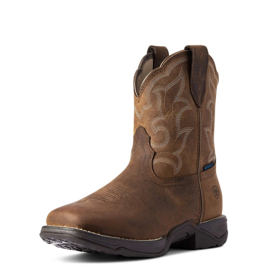 Footwear * | Ariat Women'S Anthem Shortie Ii Waterproof Western Boot Distressed Brown