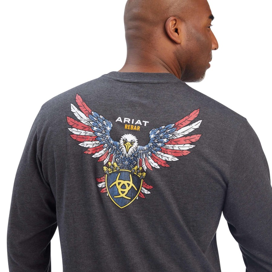 Men * | Ariat Rebar Cotton Strong American Raptor Long Sleeved T-Shirt