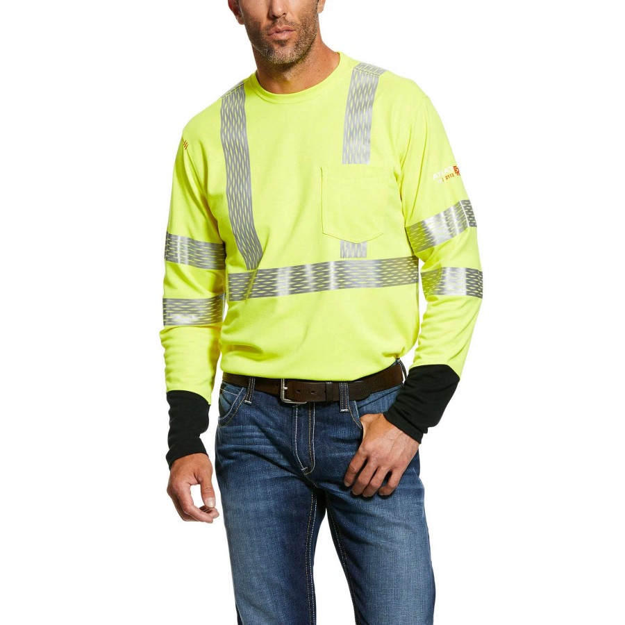 Men * | Ariat Fr Hi-Vis Long Sleeve T-Shirt Yellow