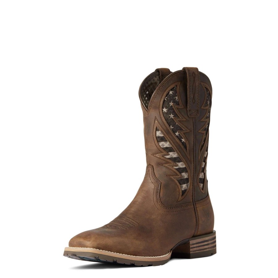 Footwear * | Ariat Hybrid Venttek Western Boot Distressed Brown