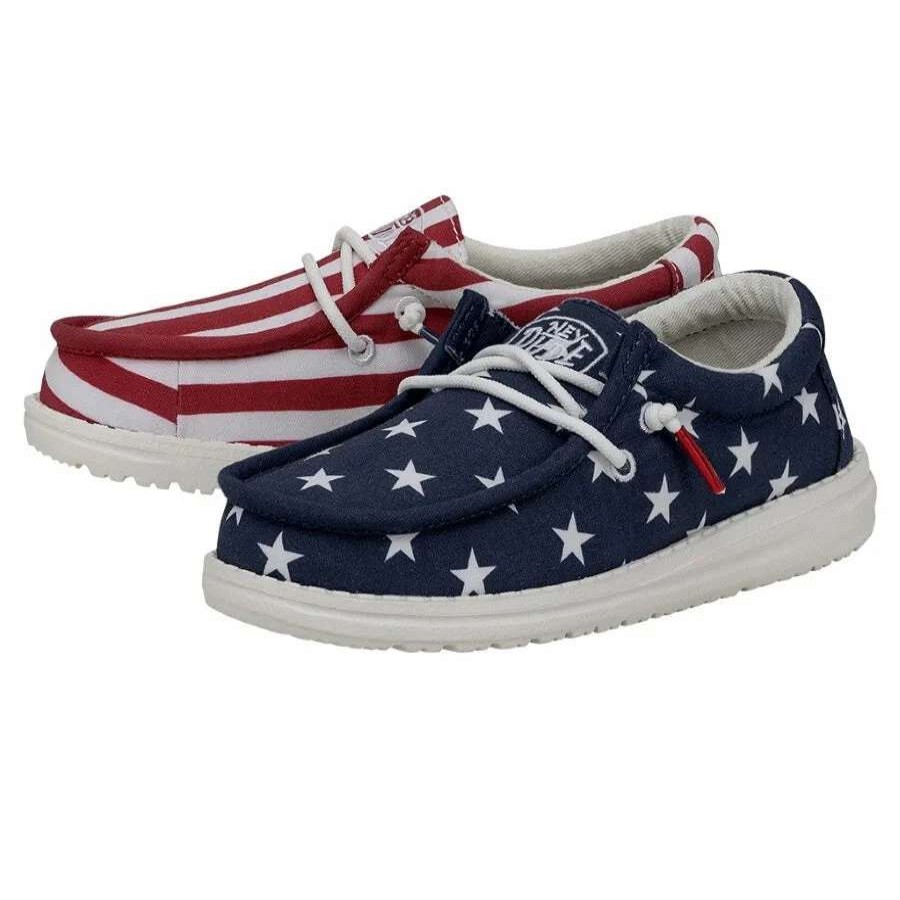 Footwear * | Hey Dude Wally Youth Patriotic Casual Shoes