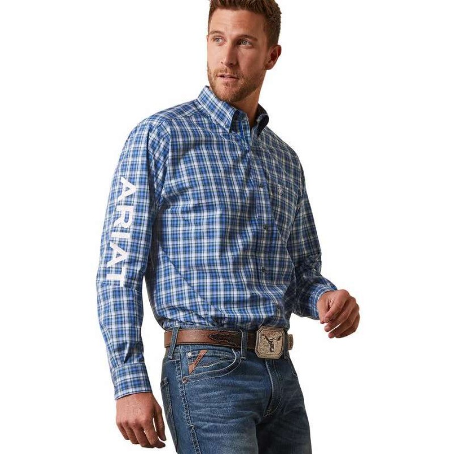 Men * | Ariat Pro Series Team Samson Classic Fit Shirt Blue