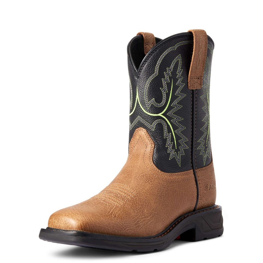 Footwear * | Ariat Kids Workhog Xt Wide Square Toe Boot Tumbled Bark