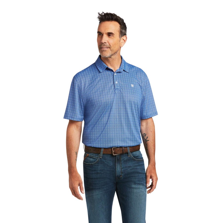 Men * | Ariat All Over Print Polo