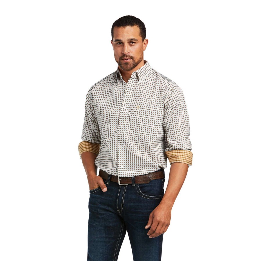 Men * | Ariat Wrinkle-Free Hayden Classic Fit Shirt White